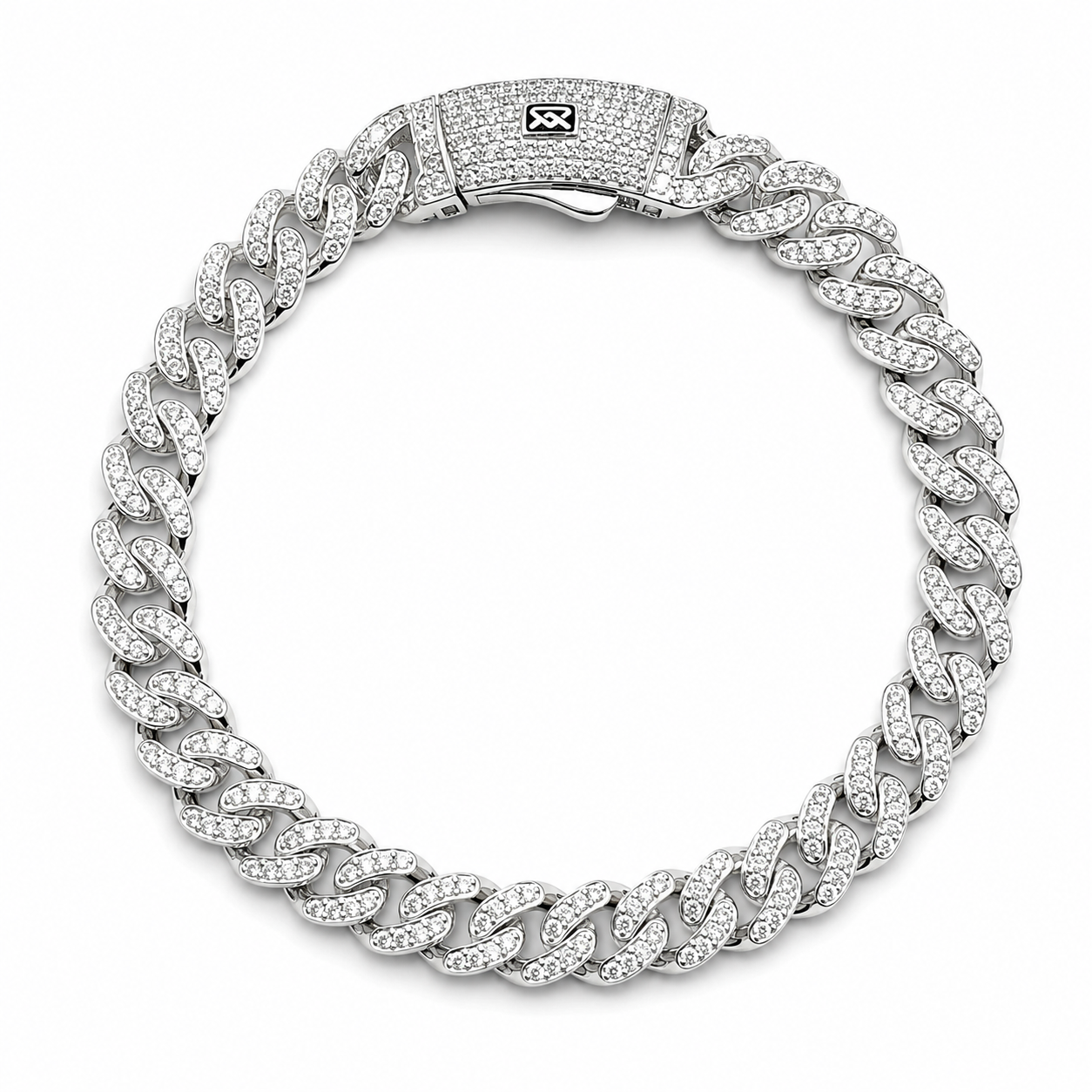 Pulso Cubano Mona Zirconia 7mm Plata Ley 925