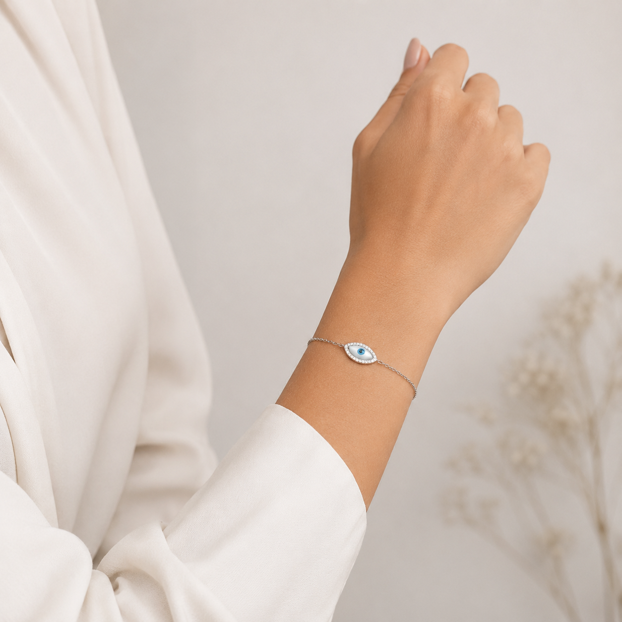 Pulsera Ojo Plata Ley 925