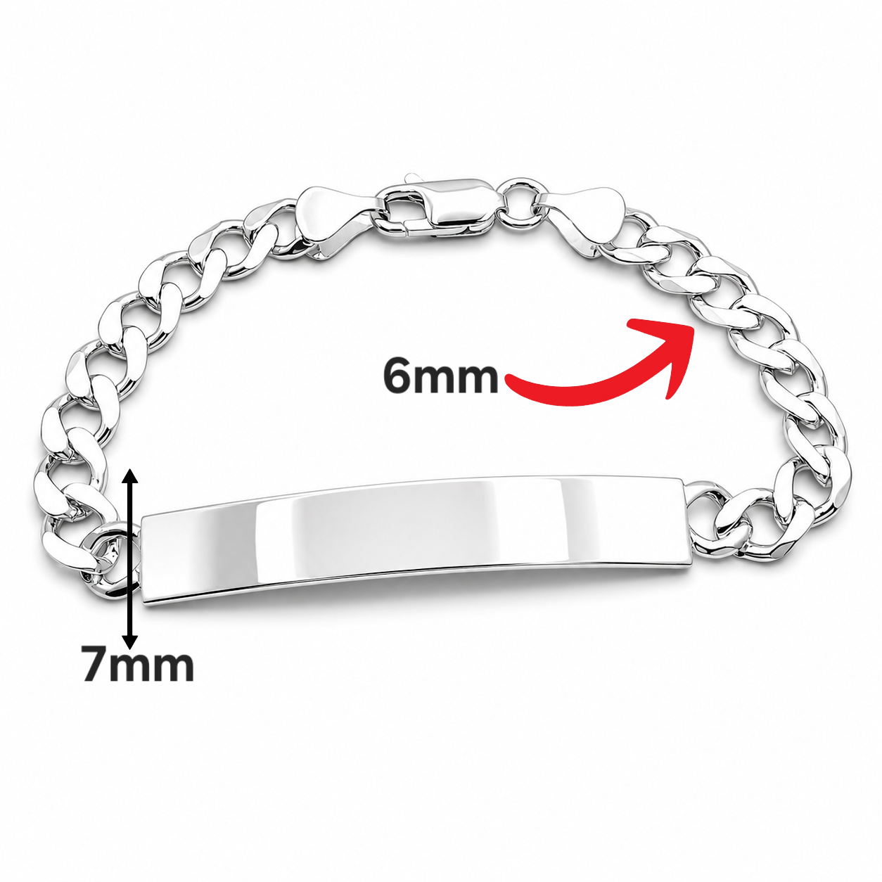 Esclava Cubana Lisa 6mm Plata Ley 925