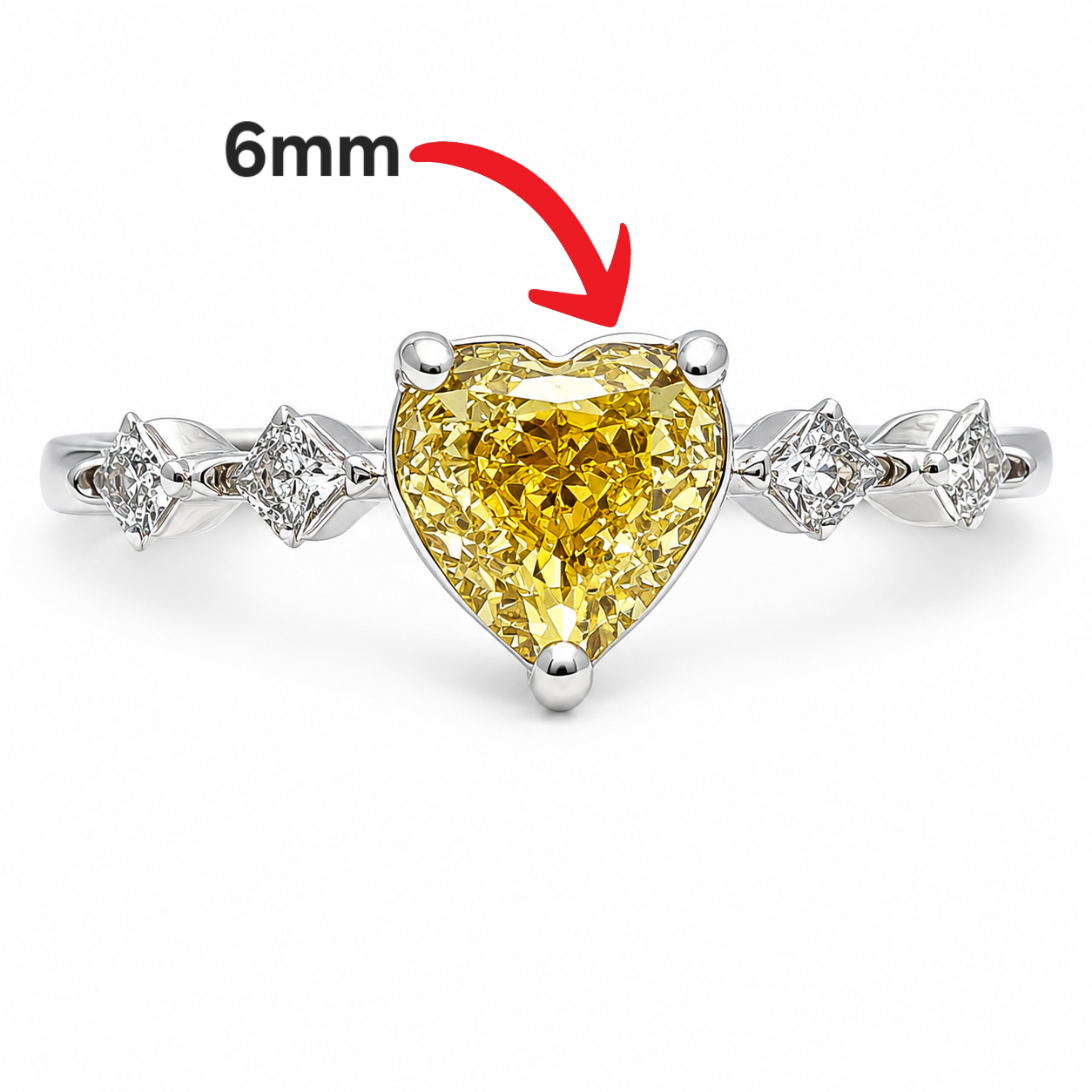 Anillo Corazon Zirconia Amarilla Plata Ley 925