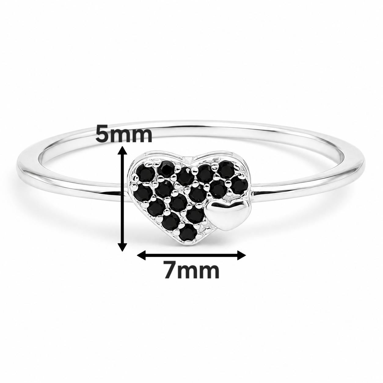 Anillo Corazon Negro Plata Ley 925