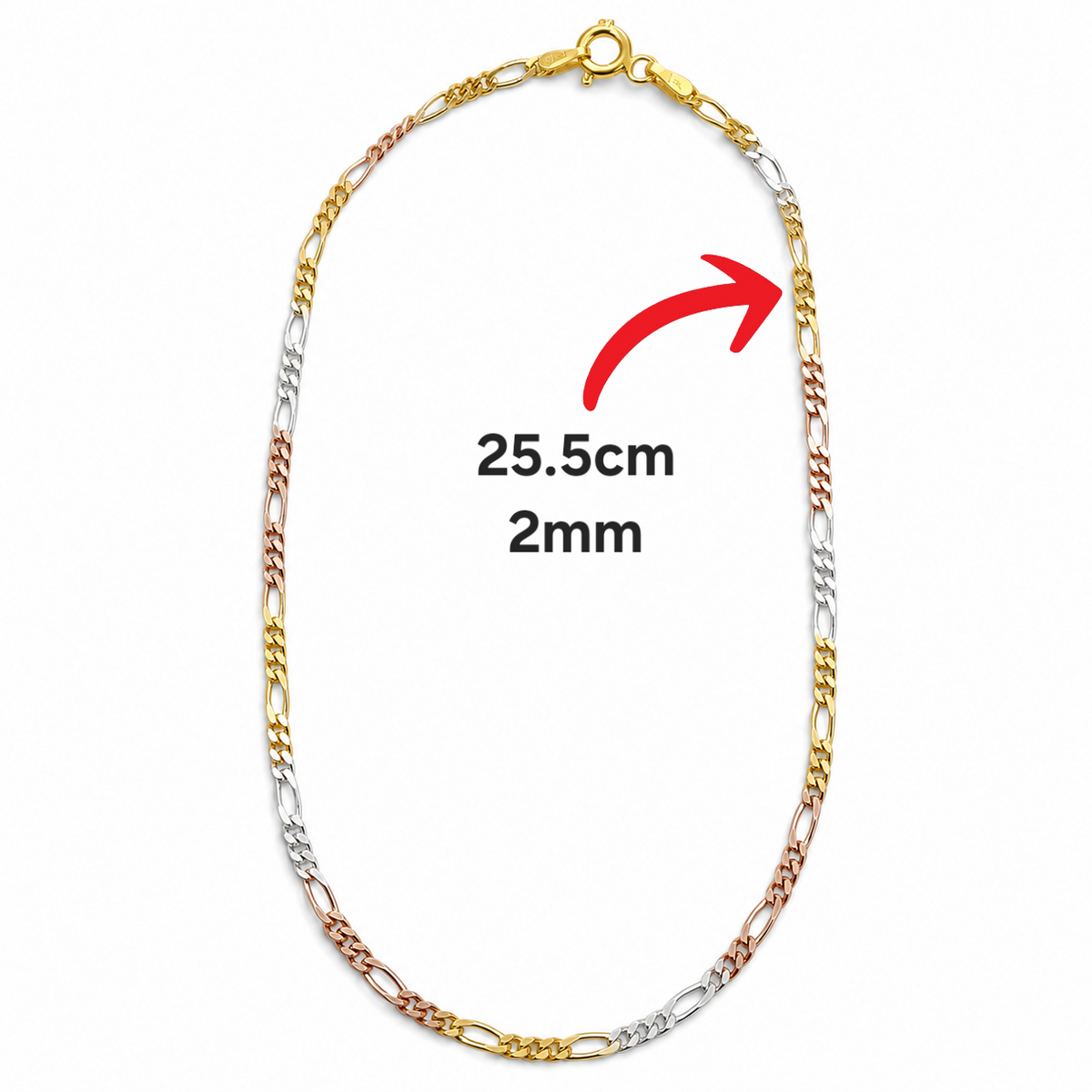 Tobillera Figaro Tricolor Plata Ley 925
