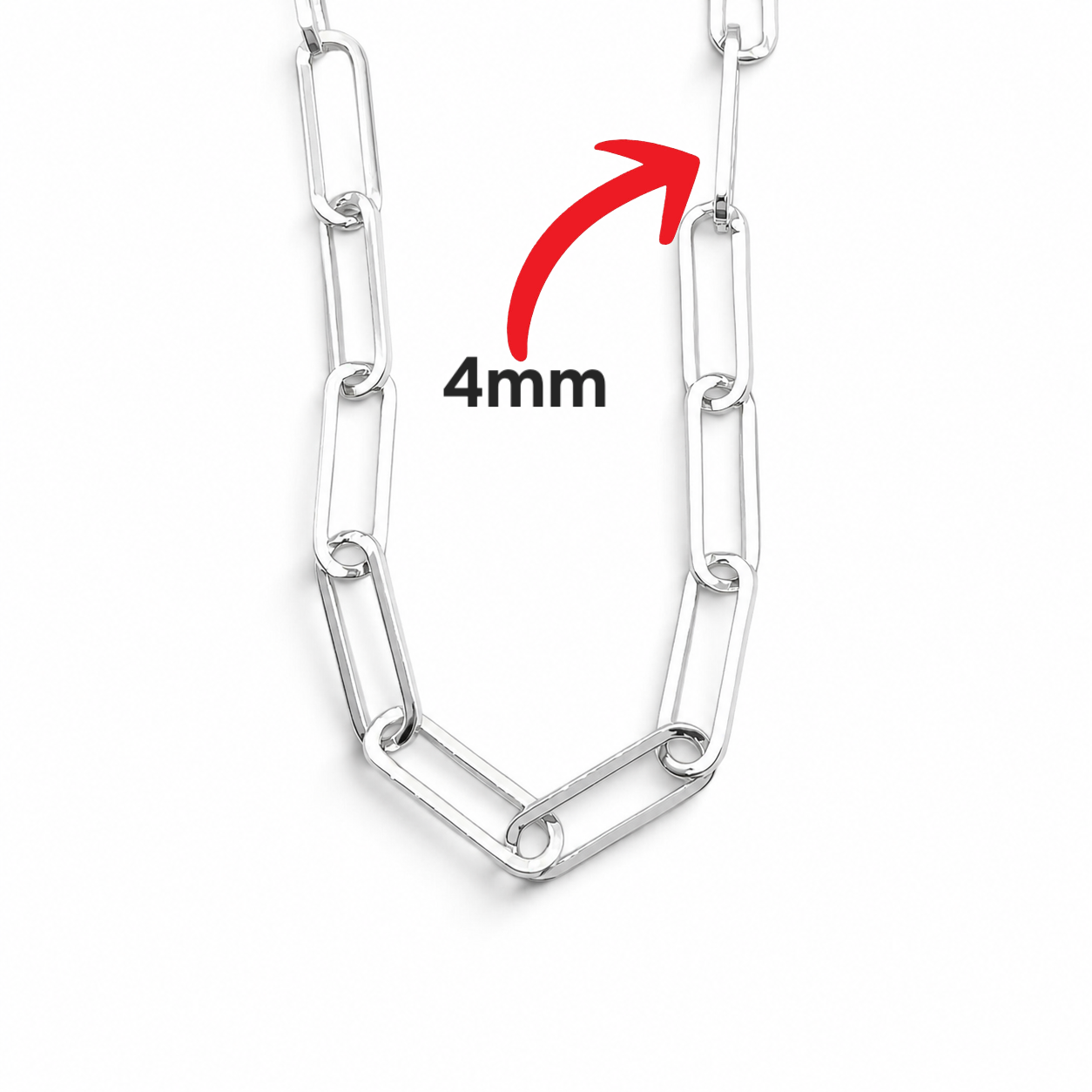 Cadena Clip 4mm Plata Ley 925