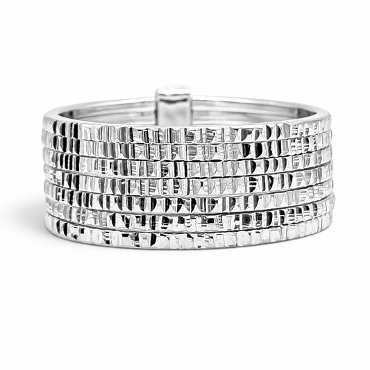 Anillo Semanario Rayado Plata Ley 925