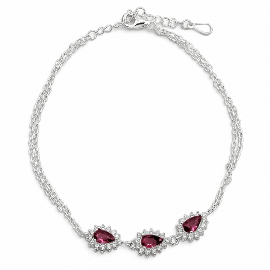 Pulsera Zirconia Fiusha Plata Ley 925