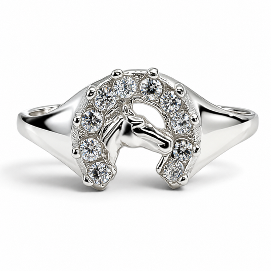 Anillo Herradura Blanco Plata Ley 925