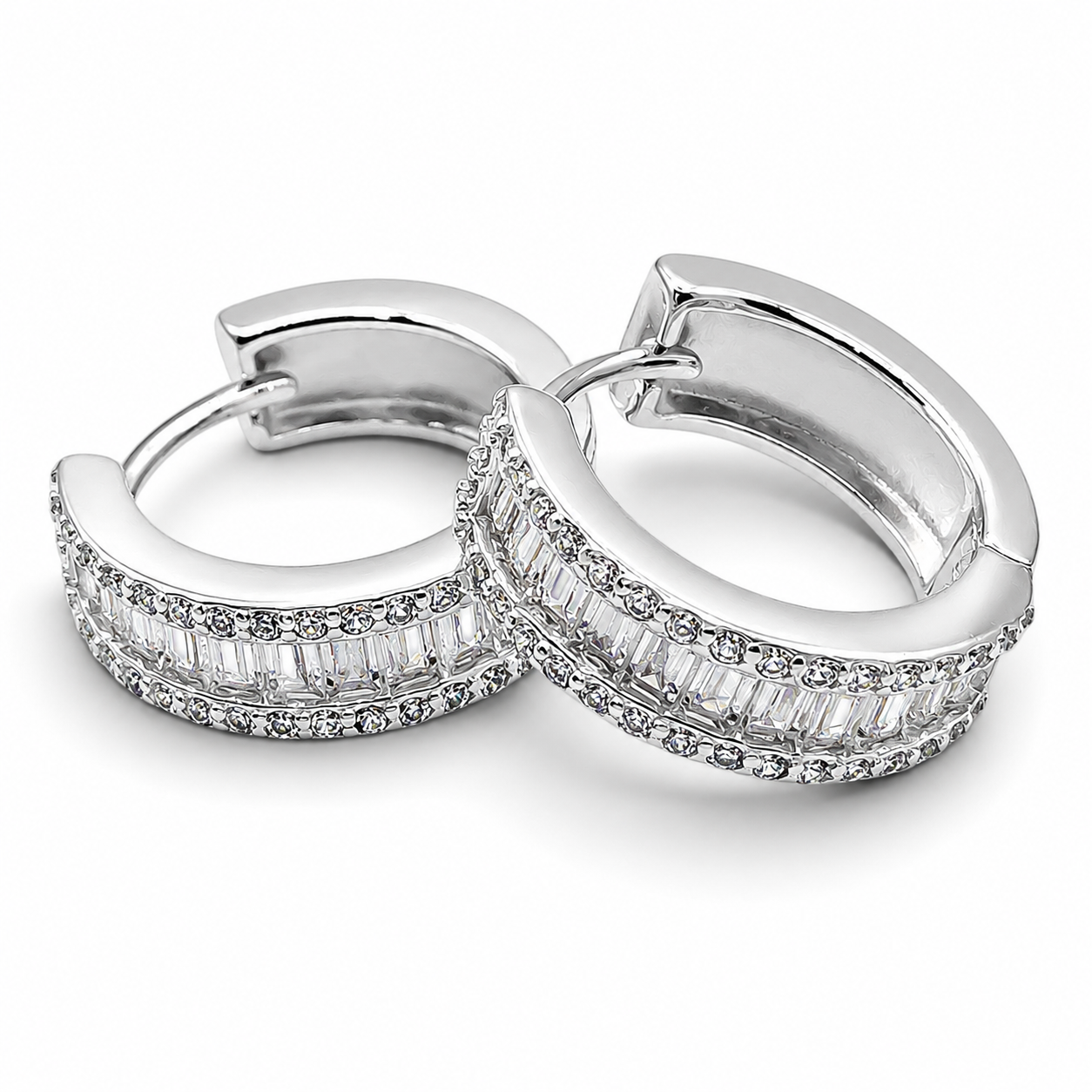 Hugguies Zirconia Baguette Plata Ley 925