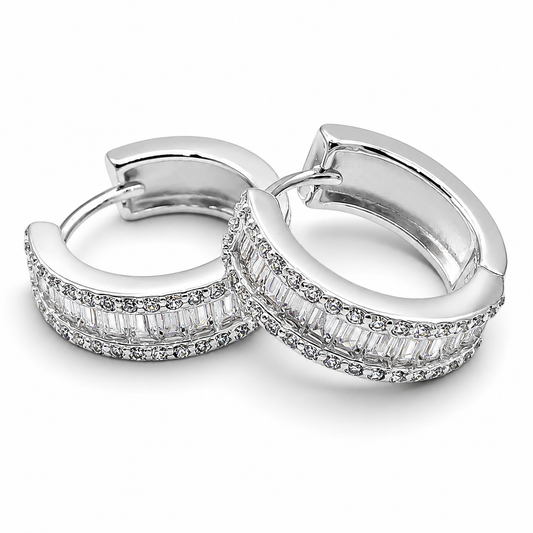 Hugguies Zirconia Baguette Plata Ley 925