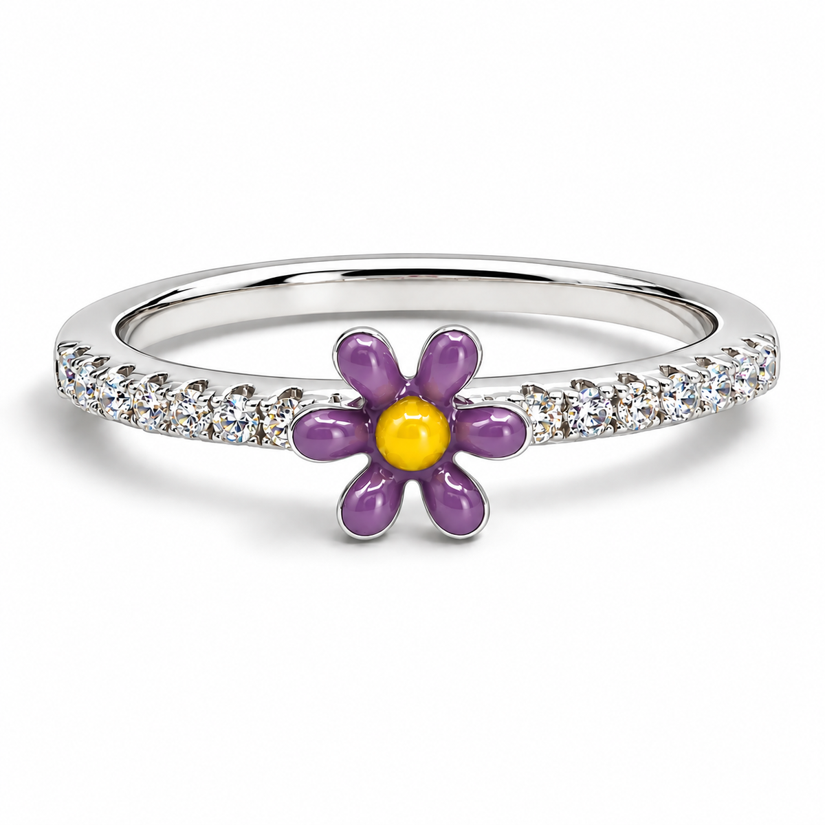 Anillo Zirconia Margarita Plata Ley 925