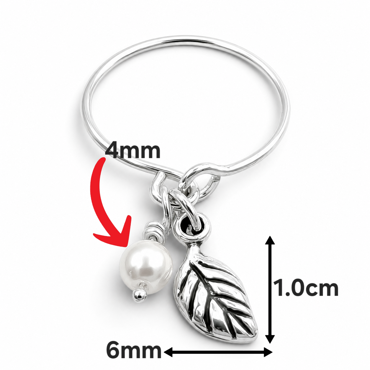 Anillo Hojita Perla Plata Ley 925