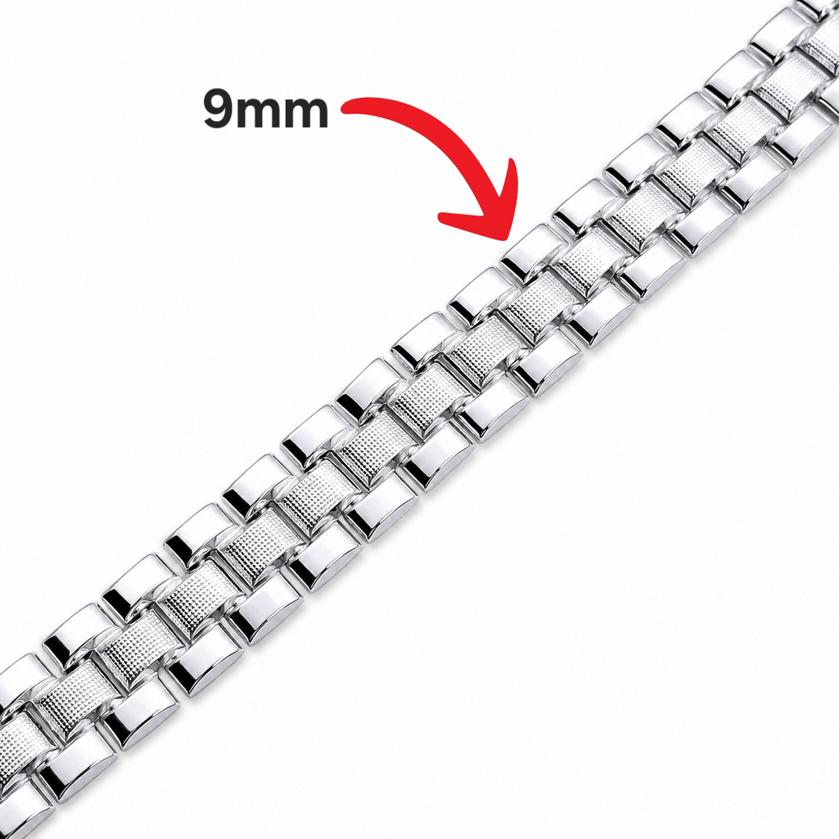 Pulso Corona Ancho 9mm Plata Ley 925