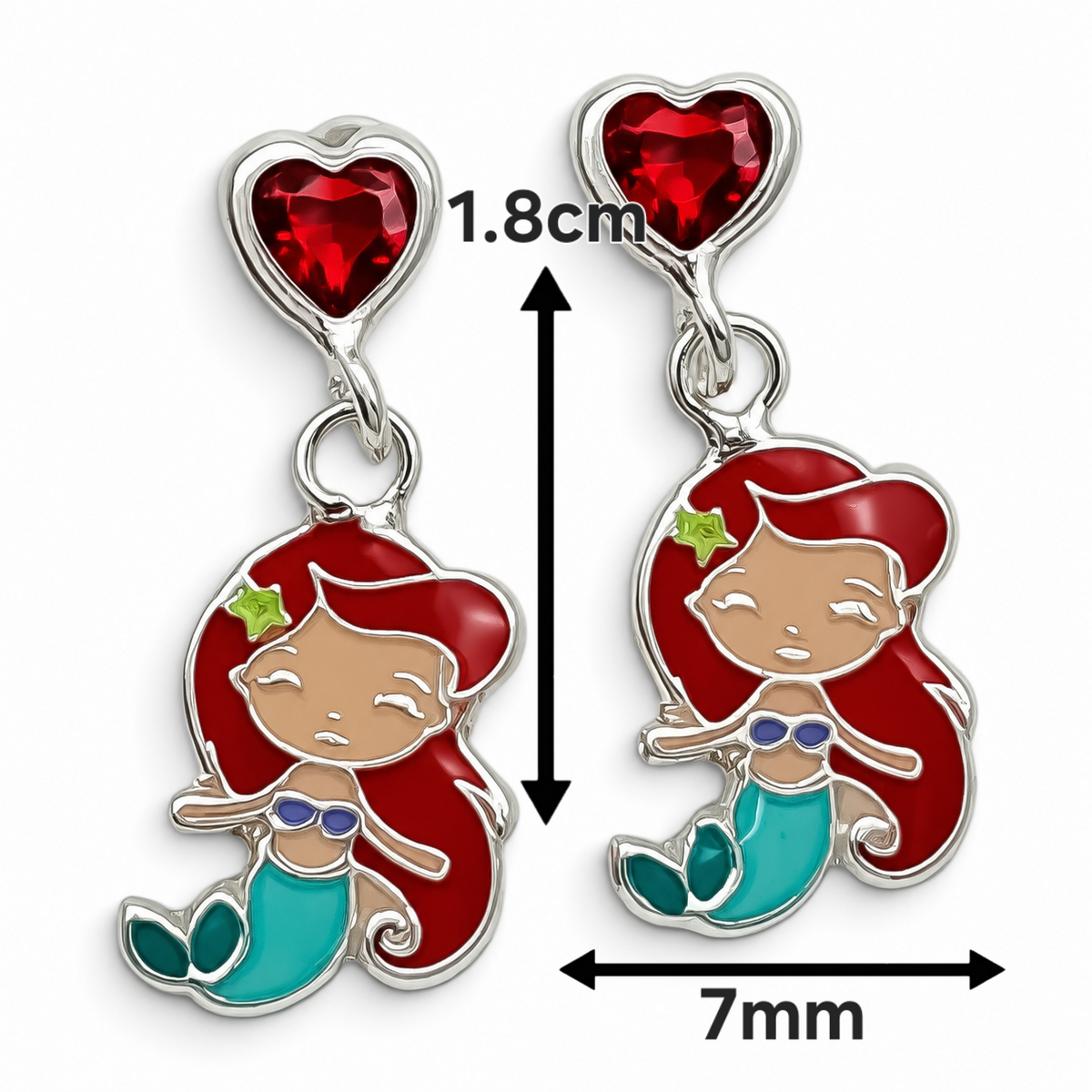 Broquel Sirena Rojo Plata Ley 925