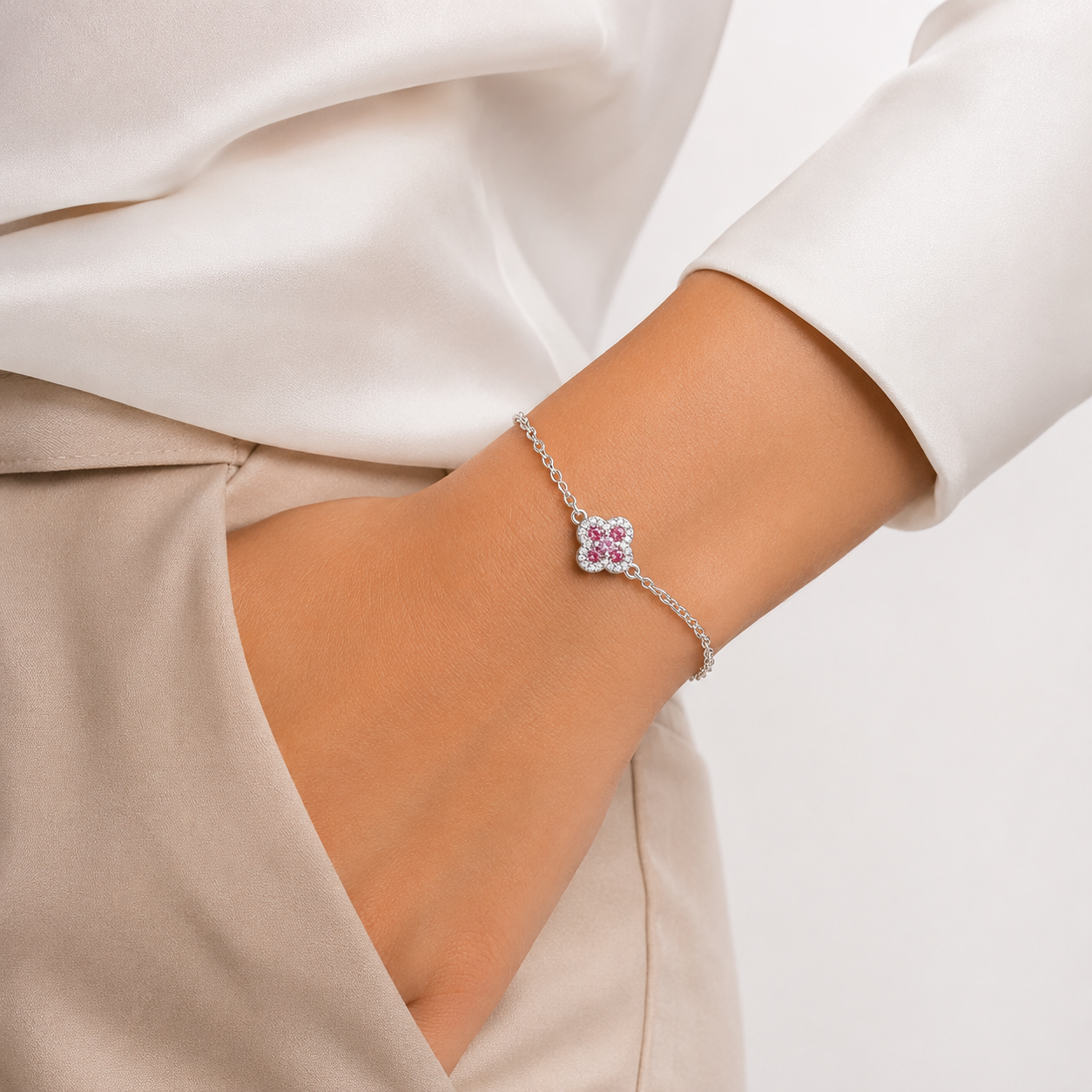 Pulsera Flor Rosa