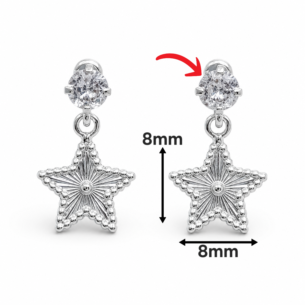 Broquel Estrella Diamantado Plata Ley 925