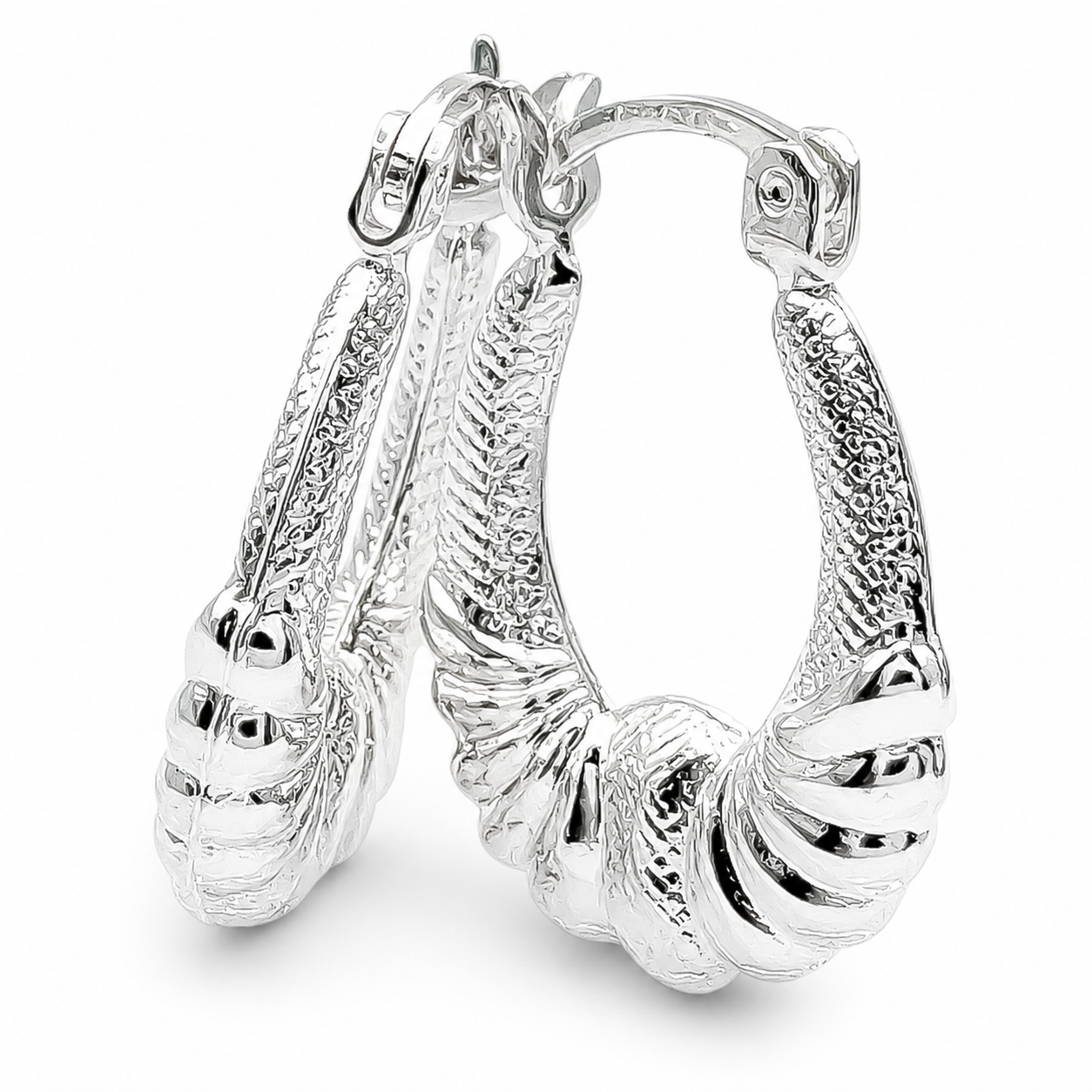 Arracada Canasta Rayada Plata Ley 925