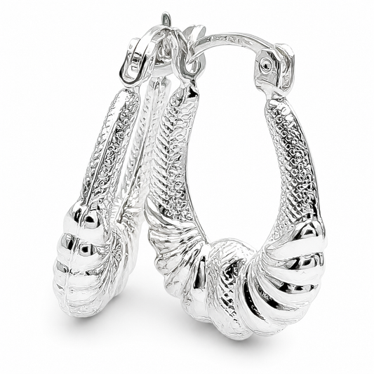 Arracada Canasta Rayada Plata Ley 925