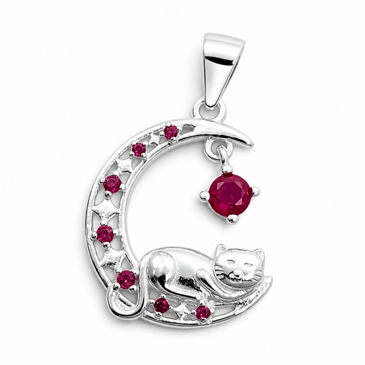 Dije Gato Luna Fiusha Plata Ley 925