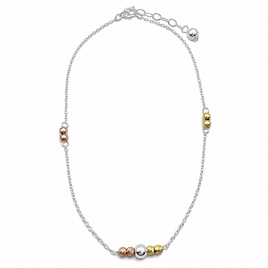 Tobillera Tricolor Plata Ley 925