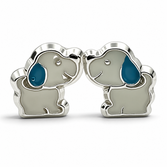 Broquel Perrito Blanco Plata Ley 925