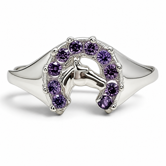 Anillo Herradura Morado Plata Ley 925