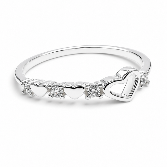 Anillo Corazon Blanco Plata Ley 925