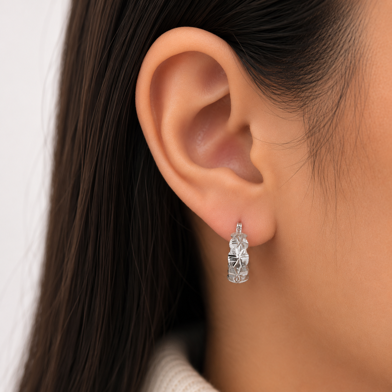 Arracada Diamantada Plata Ley 925