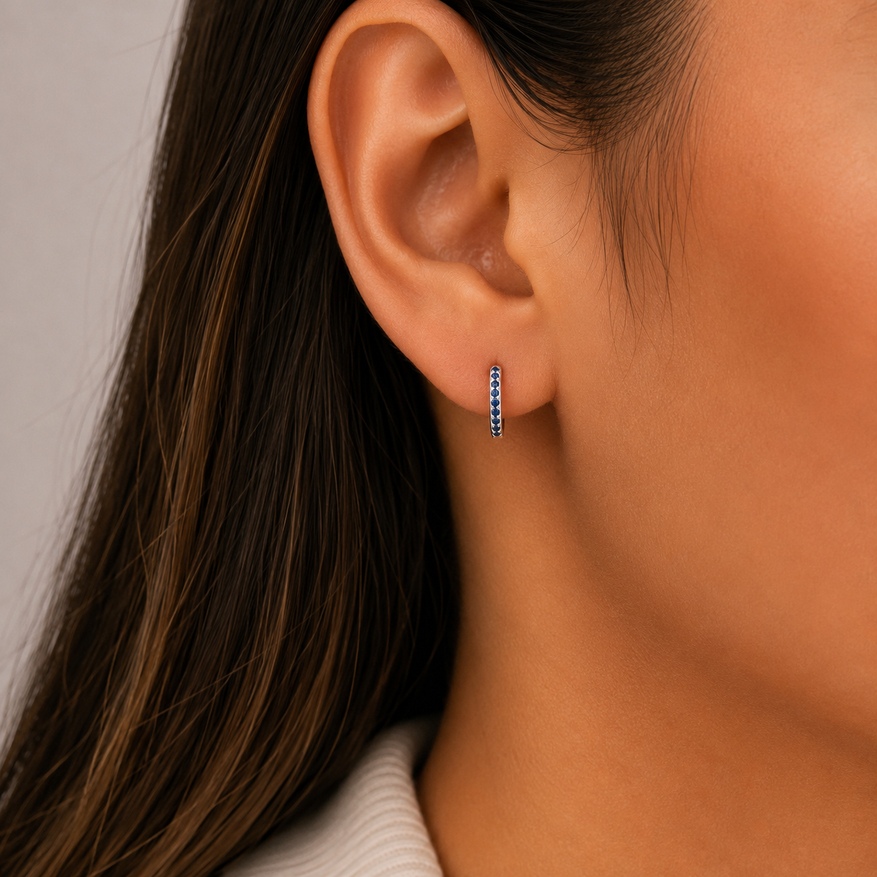 Hugguies Chica Zirconia Azul Plata Ley 925