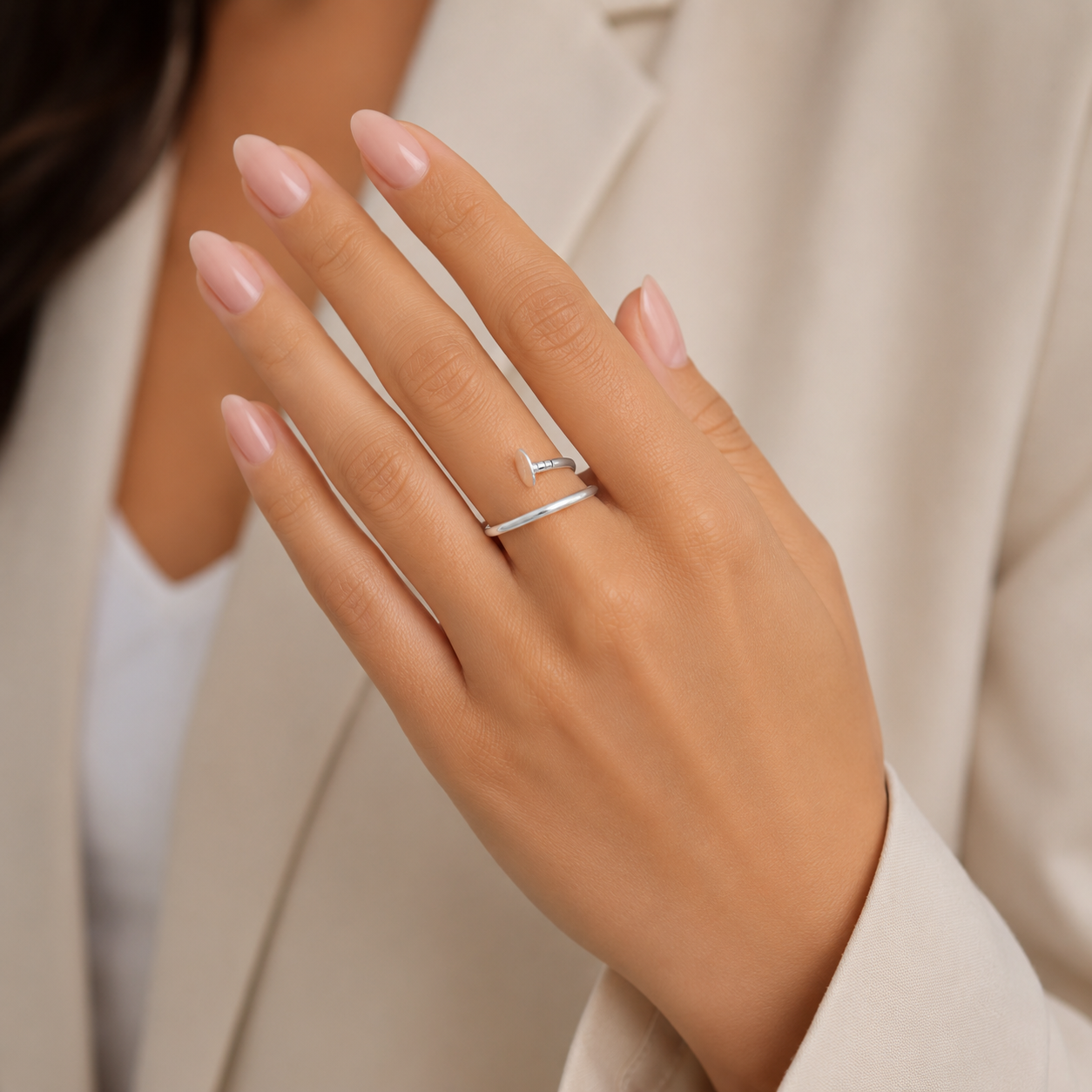 Anillo Clavo Ligero Plata Ley 925