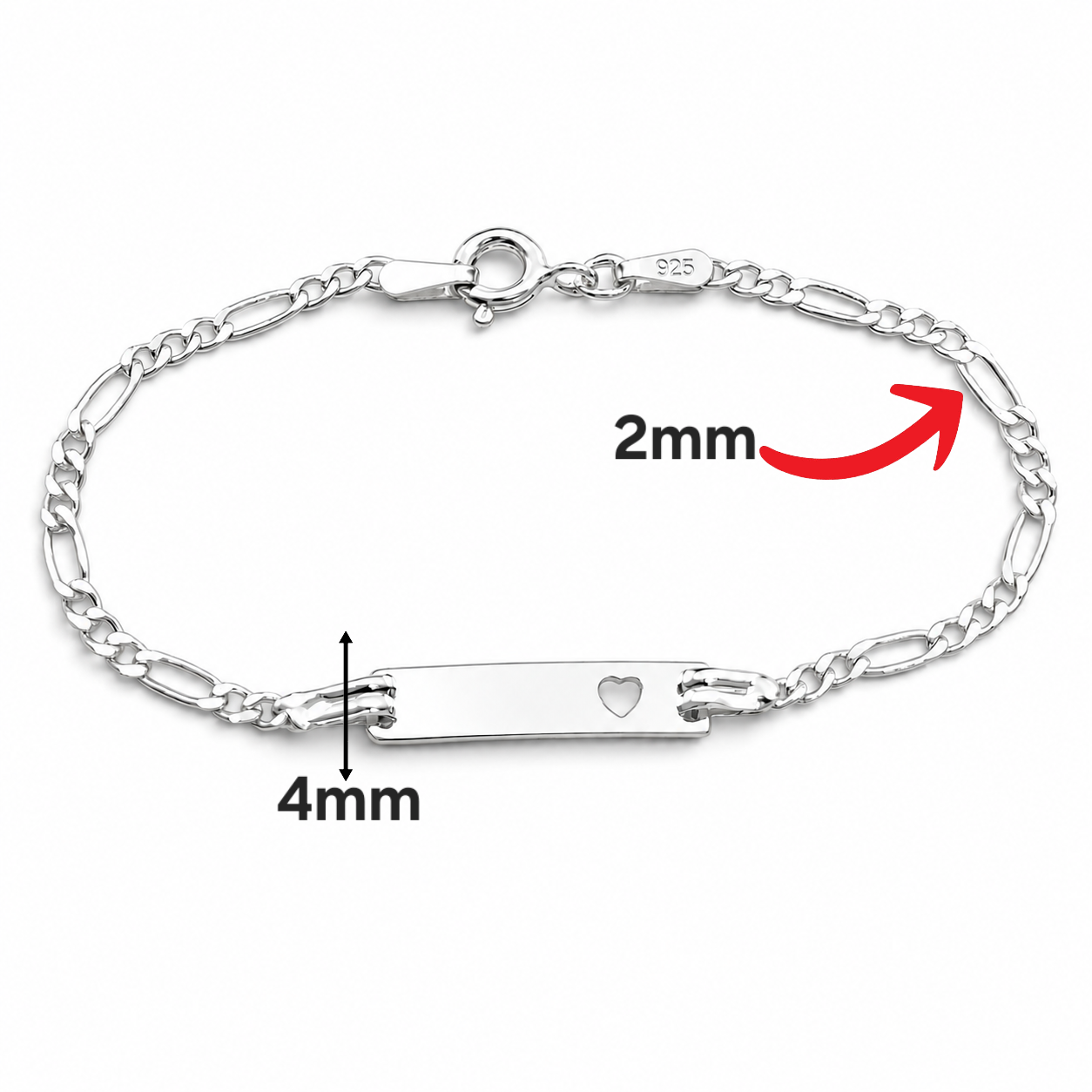 Esclava Corazon 2mm Plata Ley 925