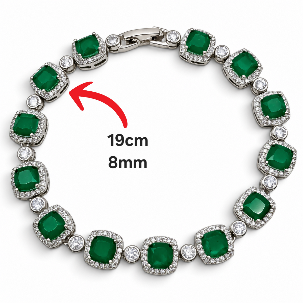 Pulsera Cuadro Verde Turmalina Zirconia Plata Ley 925