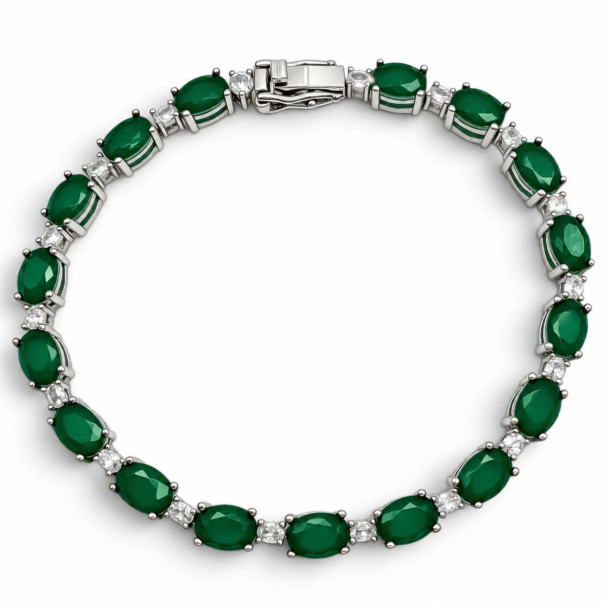 Pulsera Verde Turmalina Zirconia Plata Ley 925
