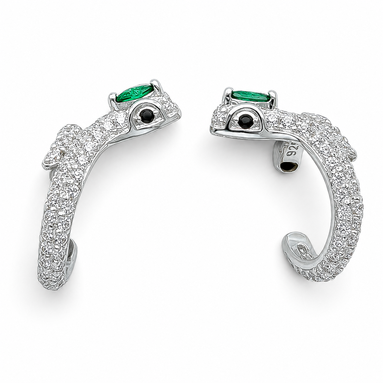 Clip Serpiente Verde Plata Ley 925