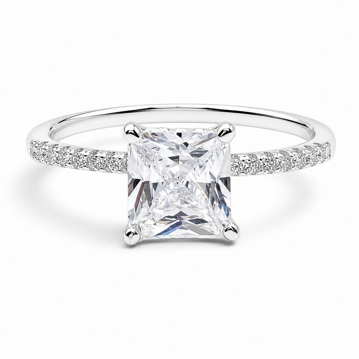 Anillo Zirconia Cuadro Plata Ley 925