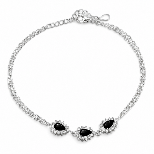 Pulsera Zirconia Negra Plata Ley 925