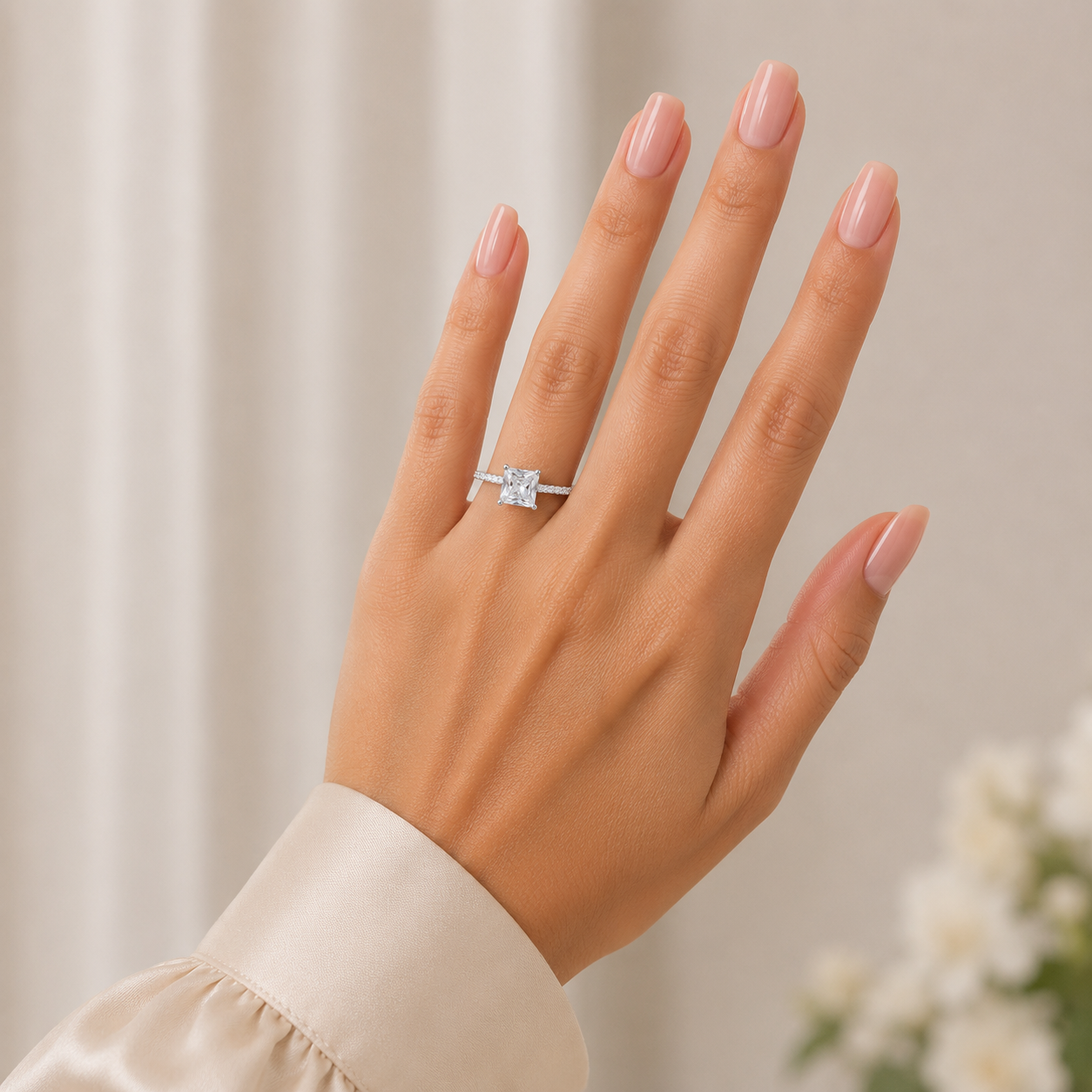 Anillo Zirconia Cuadro Plata Ley 925