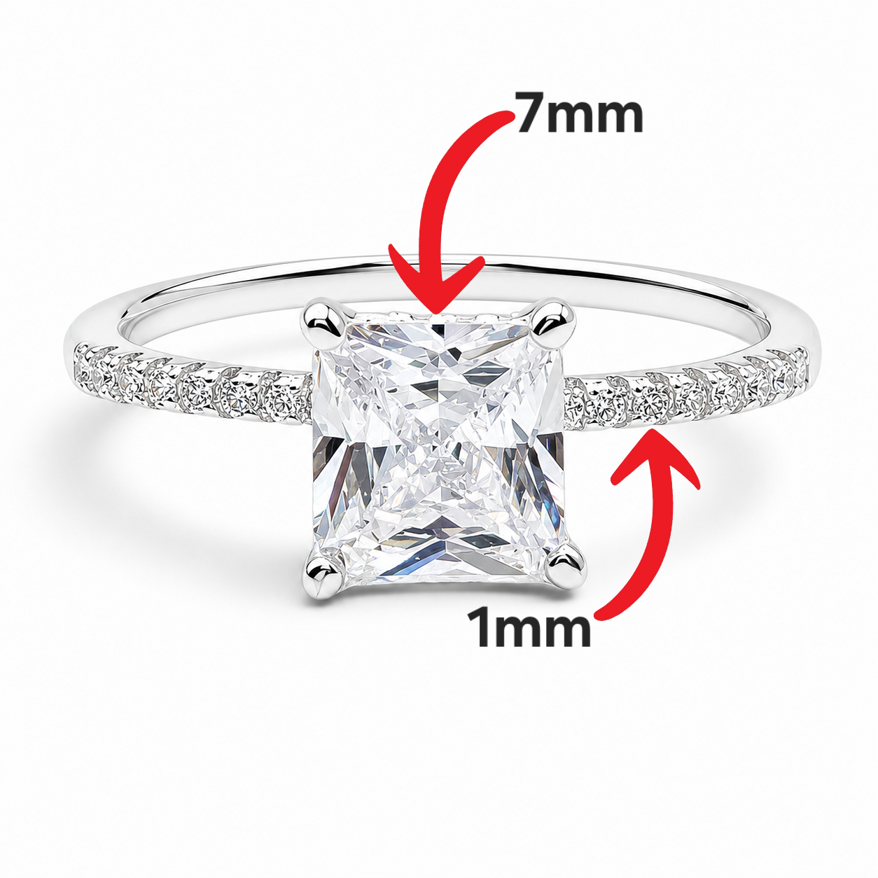 Anillo Zirconia Cuadro Plata Ley 925