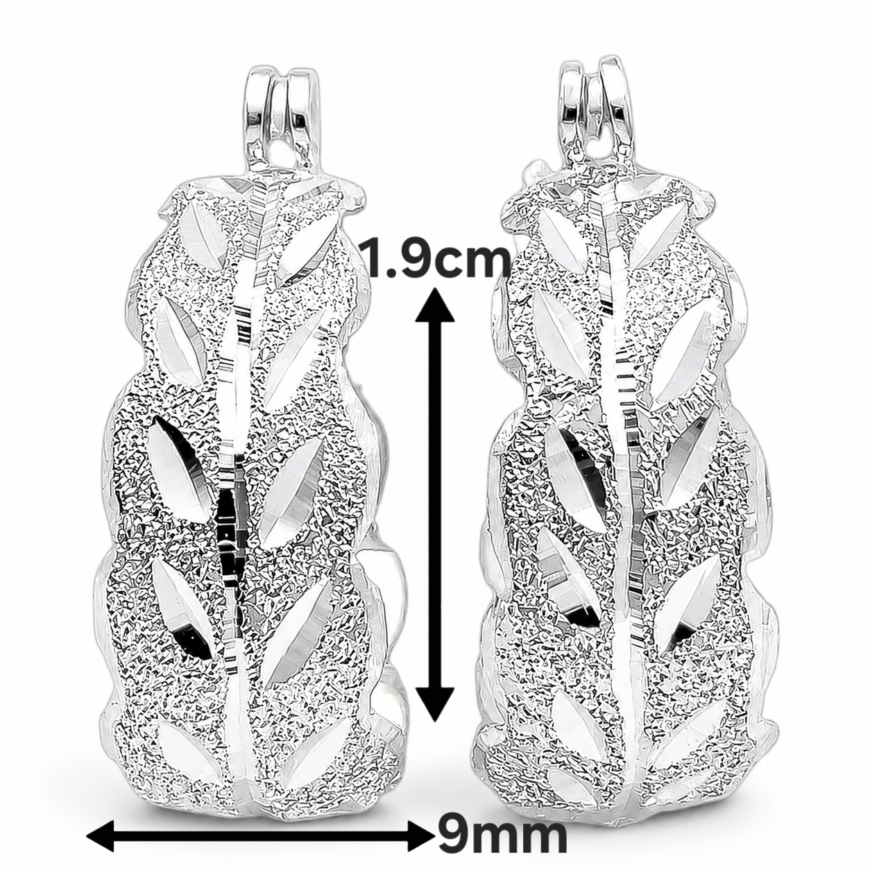 Arracada Diamantada Hojitas Plata Ley 925