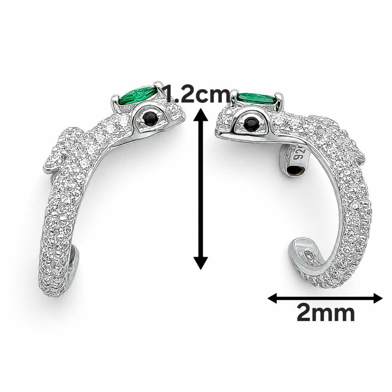 Clip Serpiente Verde Plata Ley 925