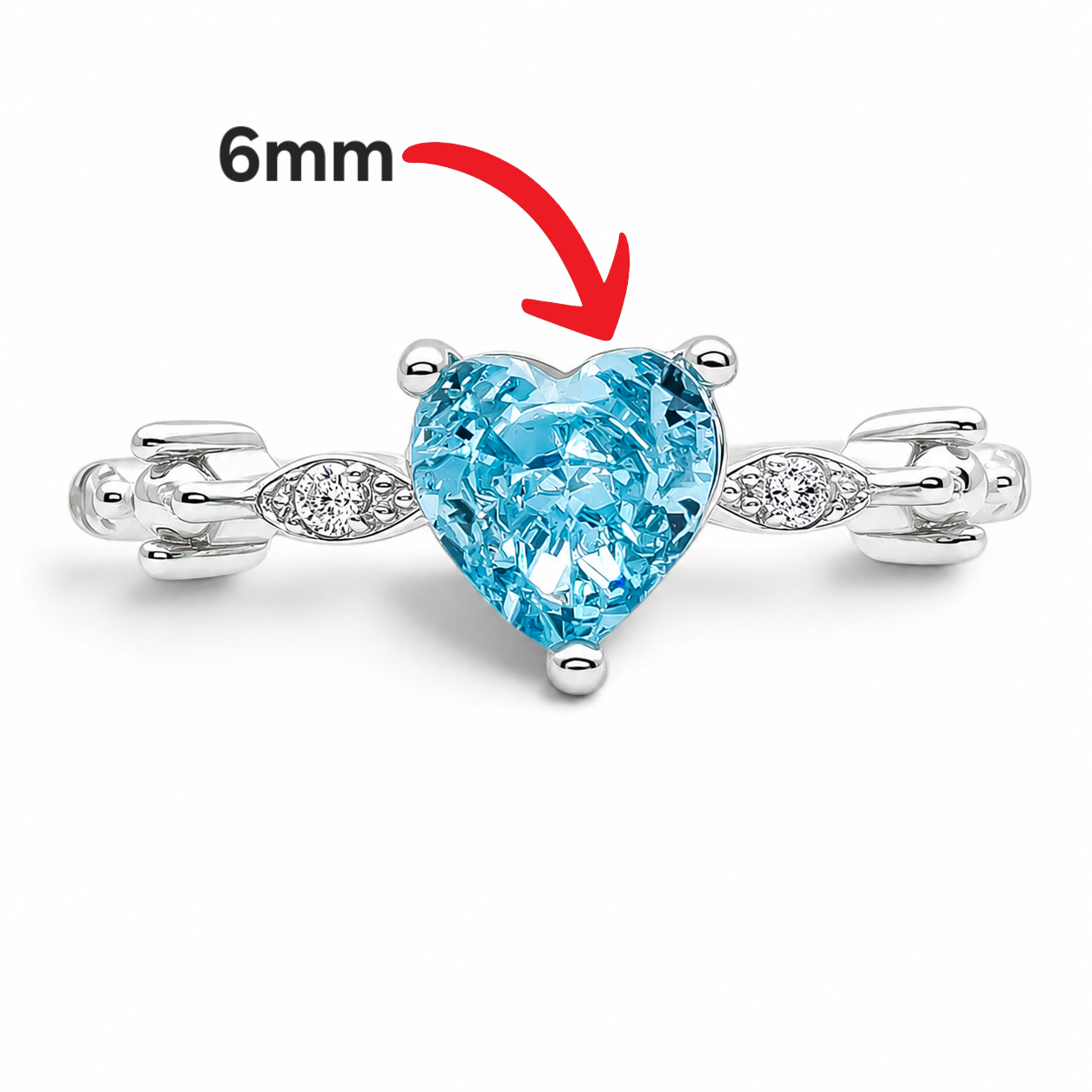 Anillo Corazon Zirconia Azul Plata Ley 925