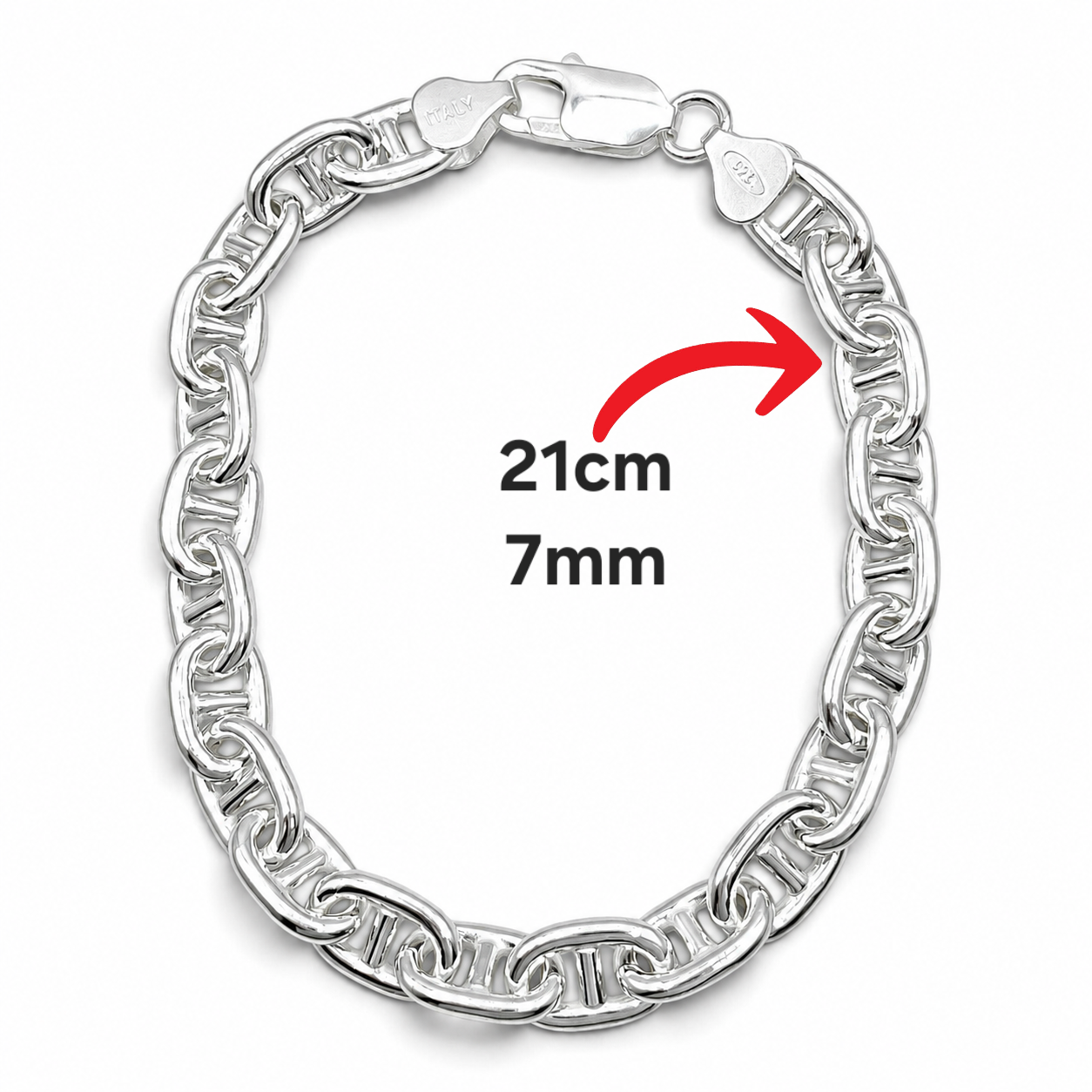 Pulso Escalera 7mm Plata Ley 925