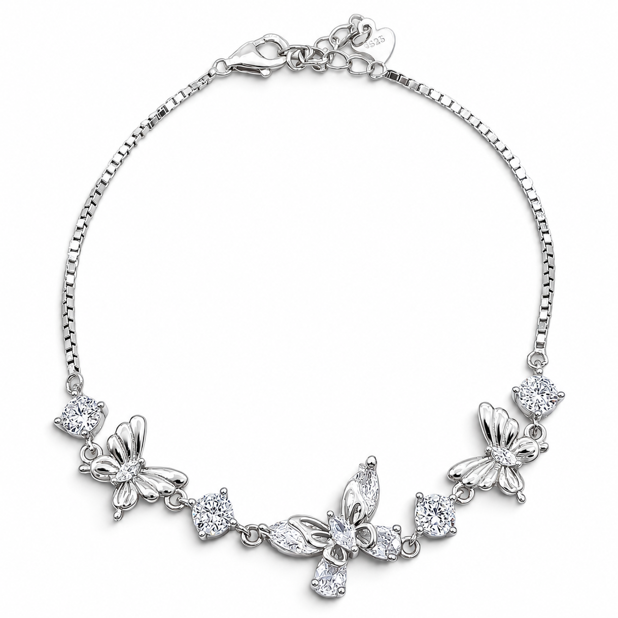 Pulsera Mariposa Zirconia Plata Ley 925