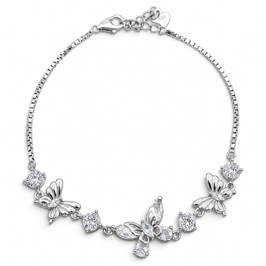 Pulsera Mariposa Zirconia Plata Ley 925