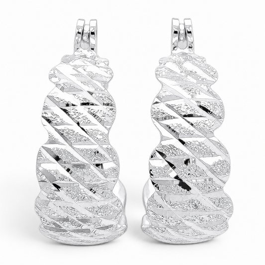 Arracada Diamantada Rombos Plata Ley 925