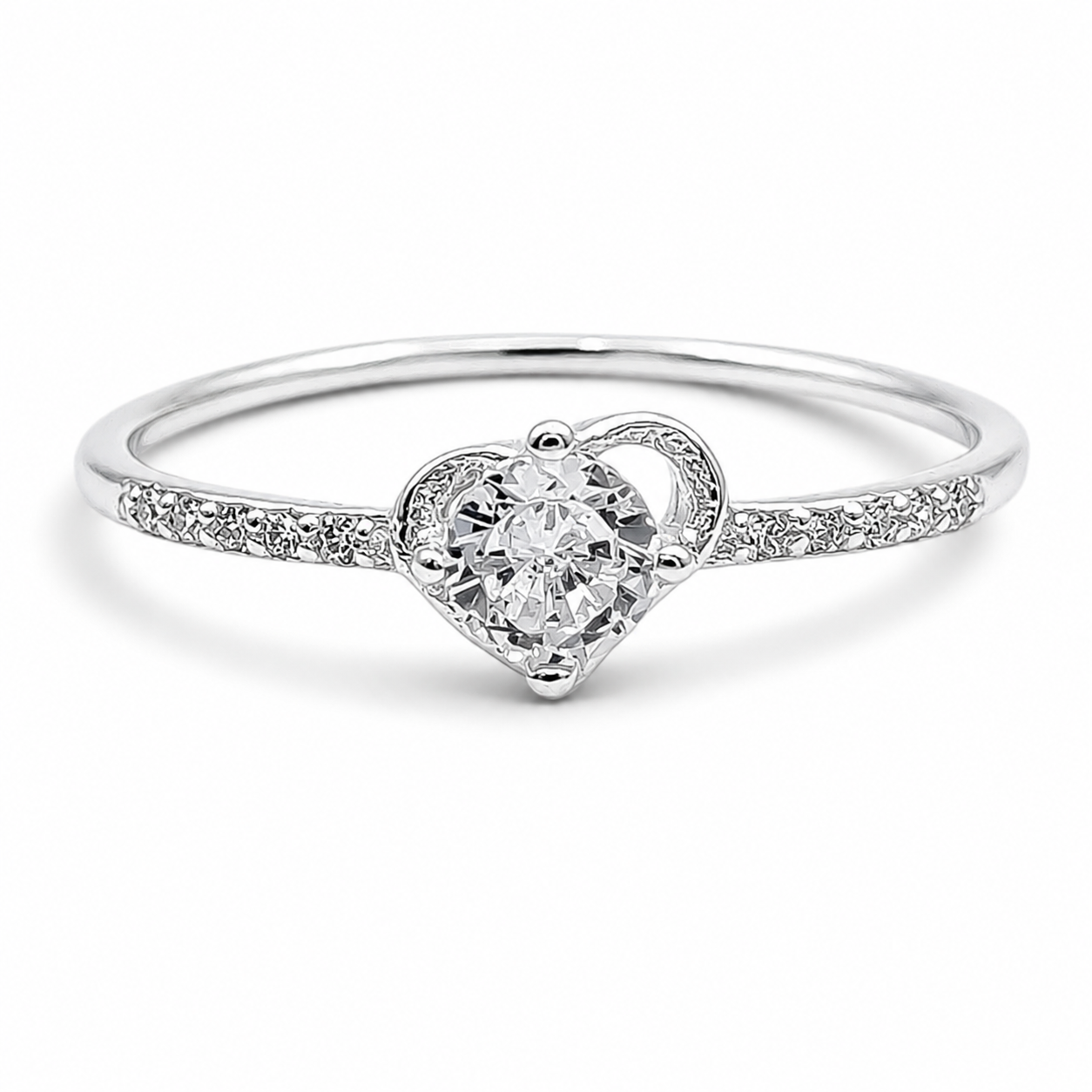 Anillo Corazoncito Zirconia Plata Ley 925