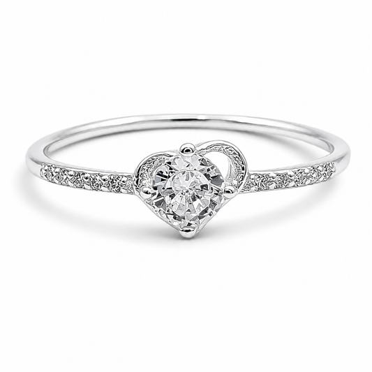 Anillo Corazoncito Zirconia Plata Ley 925