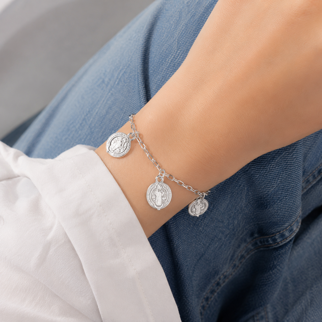 Pulsera San Benito Plata Ley 925