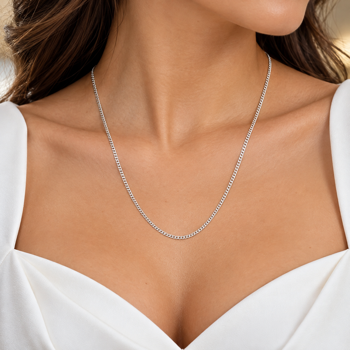 Cadena Cubana Lisa 2mm Plata Ley 925
