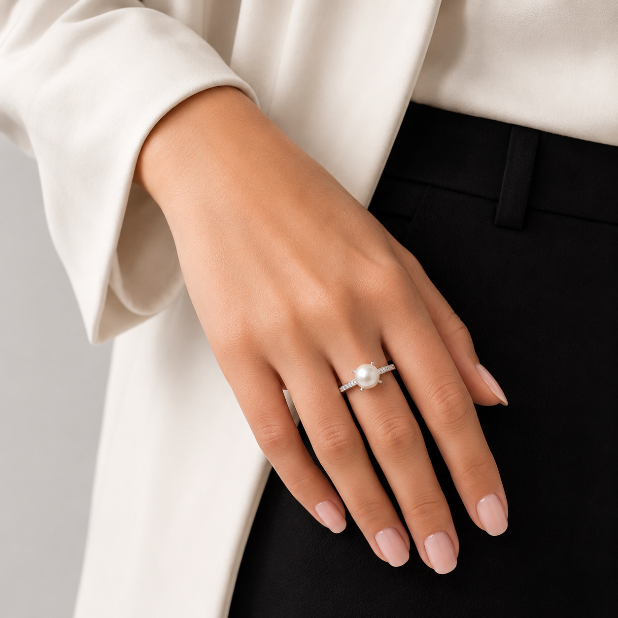 Anillo Perla Plata Ley 925