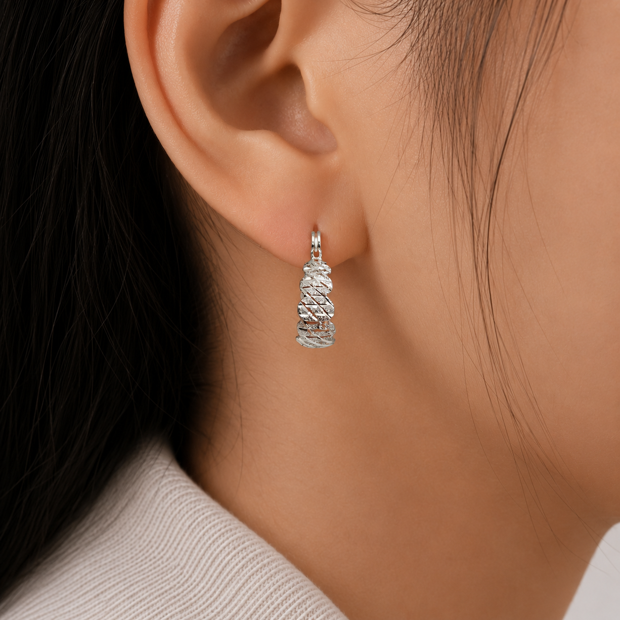Arracada Diamantada Rombos Plata Ley 925