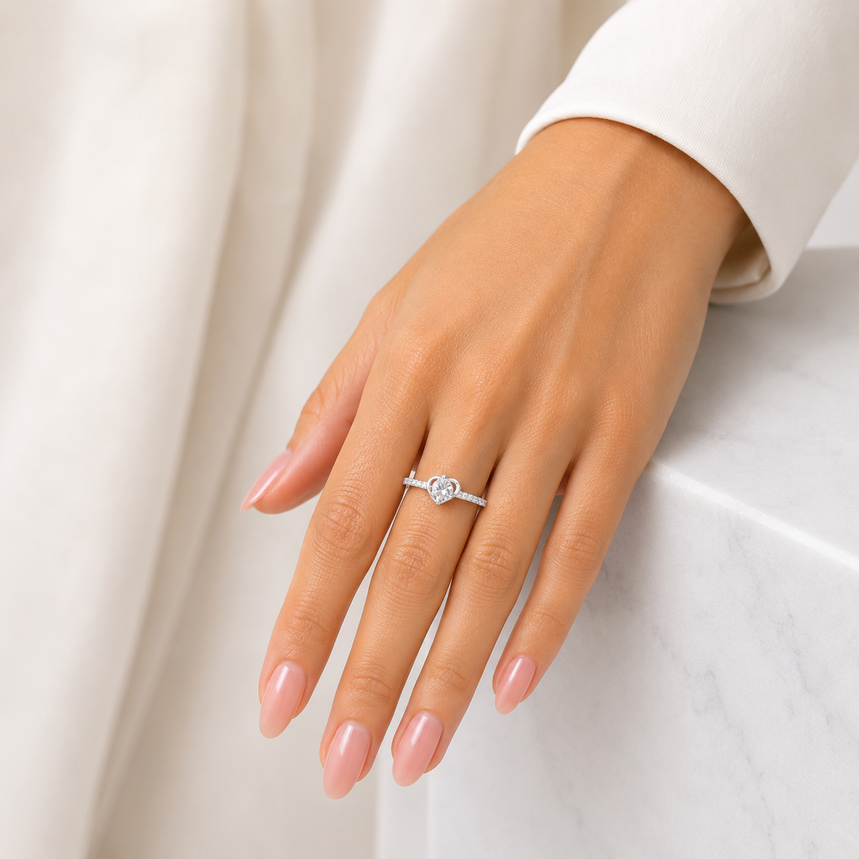 Anillo Corazoncito Zirconia Plata Ley 925